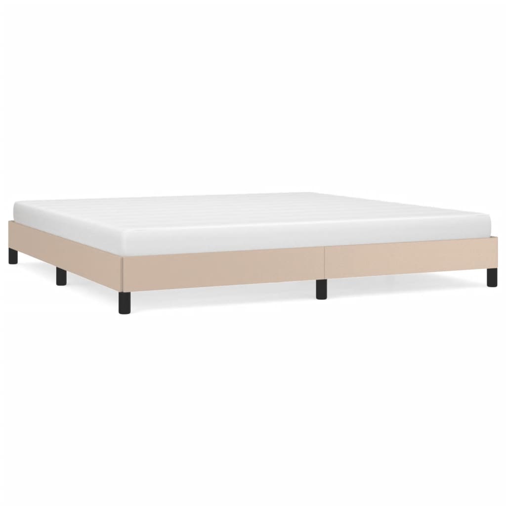 sengeramme 200x200 cm kunstlæder cappuccinofarvet