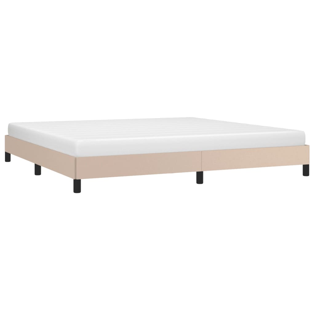 sengeramme 200x200 cm kunstlæder cappuccinofarvet