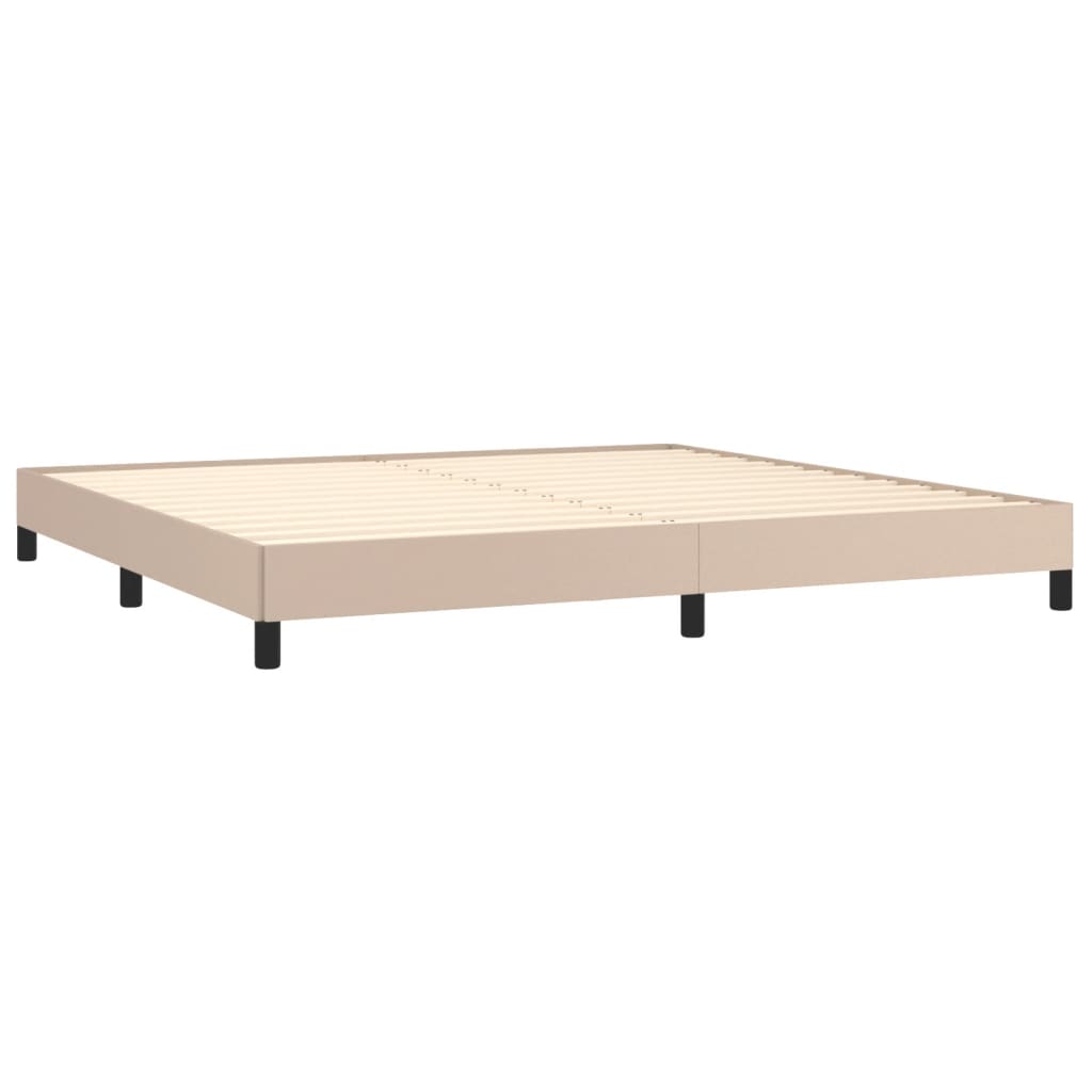 sengeramme 200x200 cm kunstlæder cappuccinofarvet