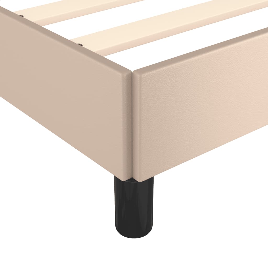 sengeramme 200x200 cm kunstlæder cappuccinofarvet