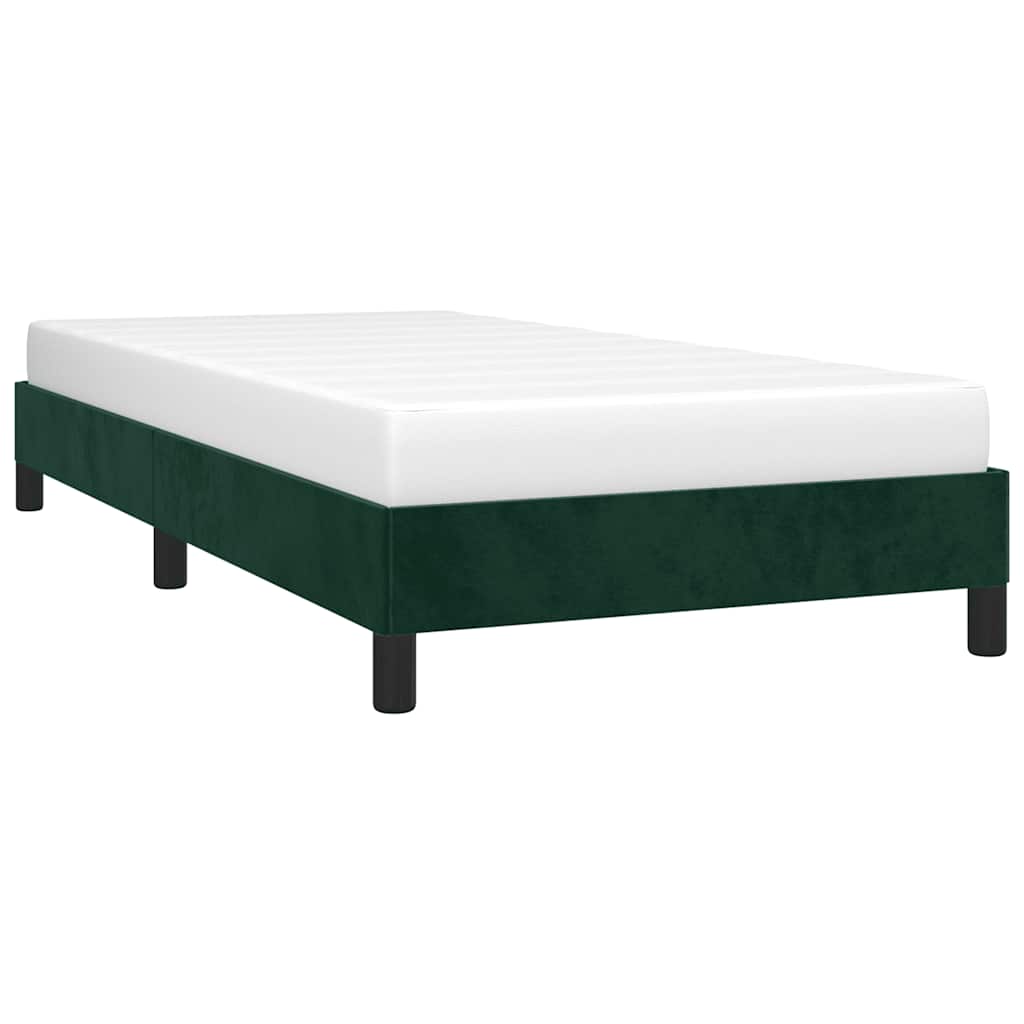 Sengeramme uden madras Mørkegrøn 90x190 cm Fløjl
