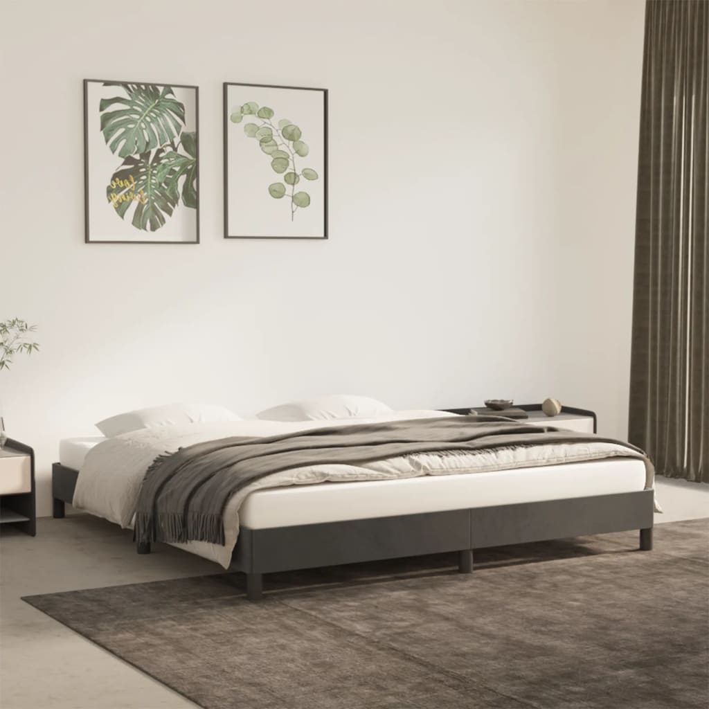 Sengeramme uden madras Mørkegrå 180x200 cm Fløjl