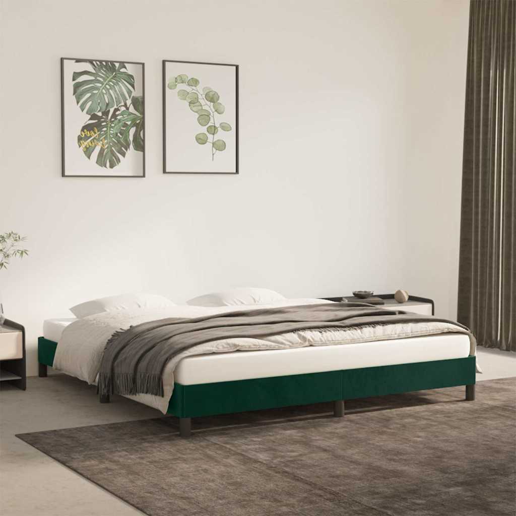 Sengeramme uden madras Mørkegrøn 180x200 cm Fløjl