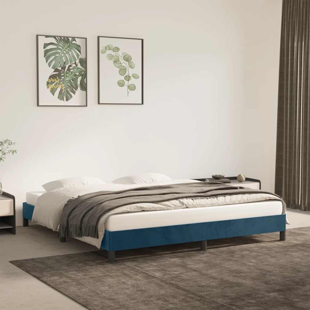Sengeramme uden madras Mørkeblå 180x200 cm Fløjl