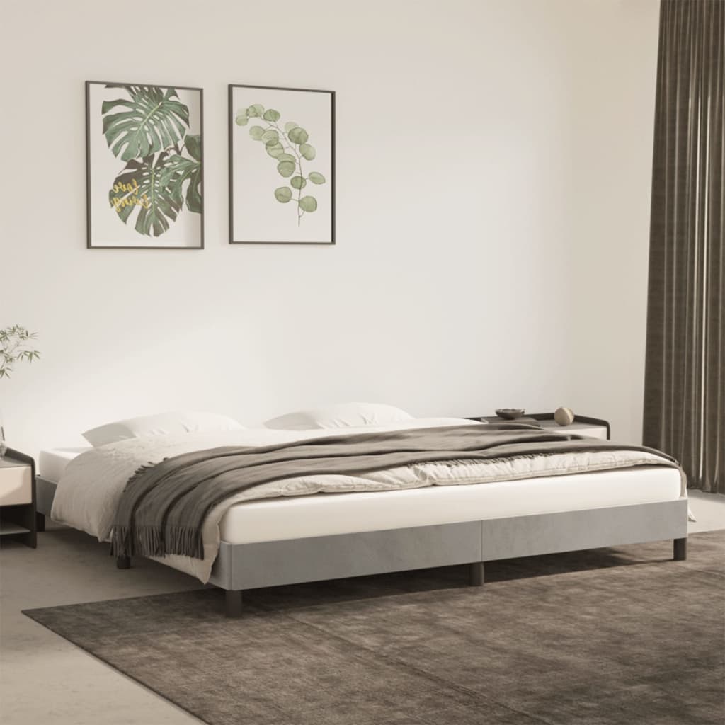 Sengeramme uden madras Lysegrå 200x200 cm Fløjl