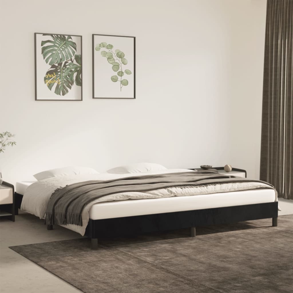 Sengeramme uden madras Sort 200x200 cm Fløjl