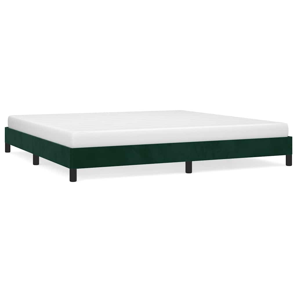 Sengeramme uden madras Mørkegrøn 200x200 cm Fløjl