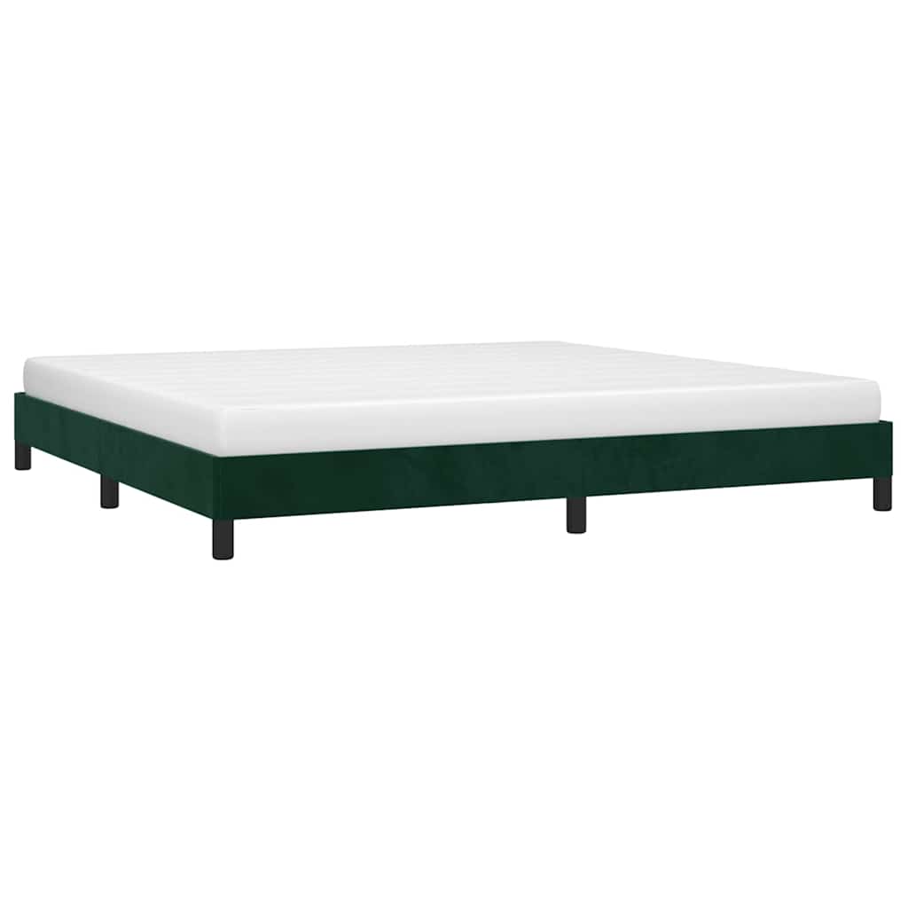 Sengeramme uden madras Mørkegrøn 200x200 cm Fløjl