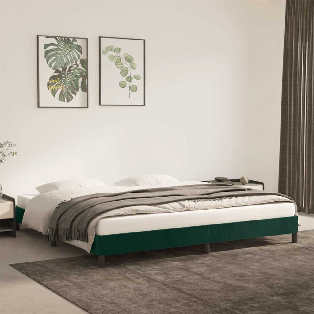 Sengeramme uden madras Mørkegrøn 200x200 cm Fløjl