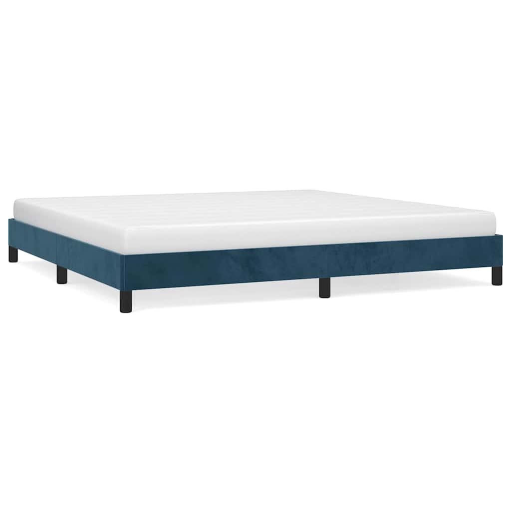 Sengeramme uden madras Mørkeblå 200x200 cm Fløjl