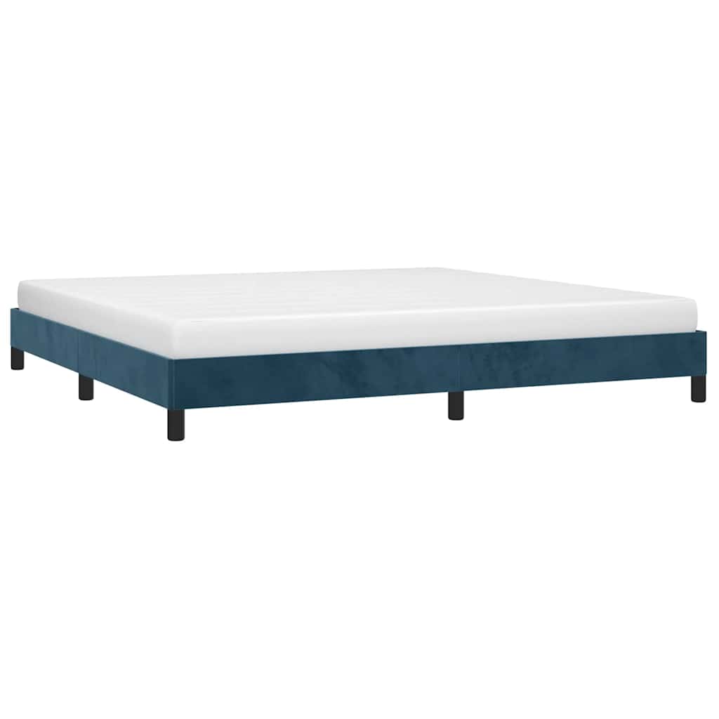 Sengeramme uden madras Mørkeblå 200x200 cm Fløjl