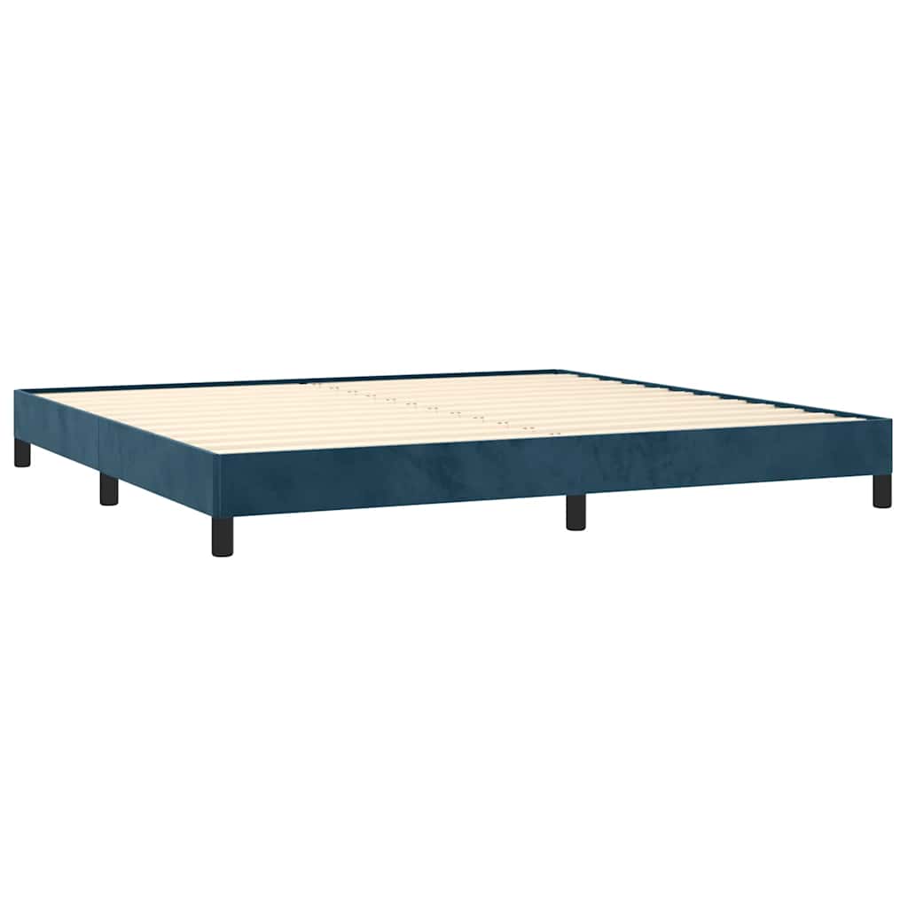 Sengeramme uden madras Mørkeblå 200x200 cm Fløjl
