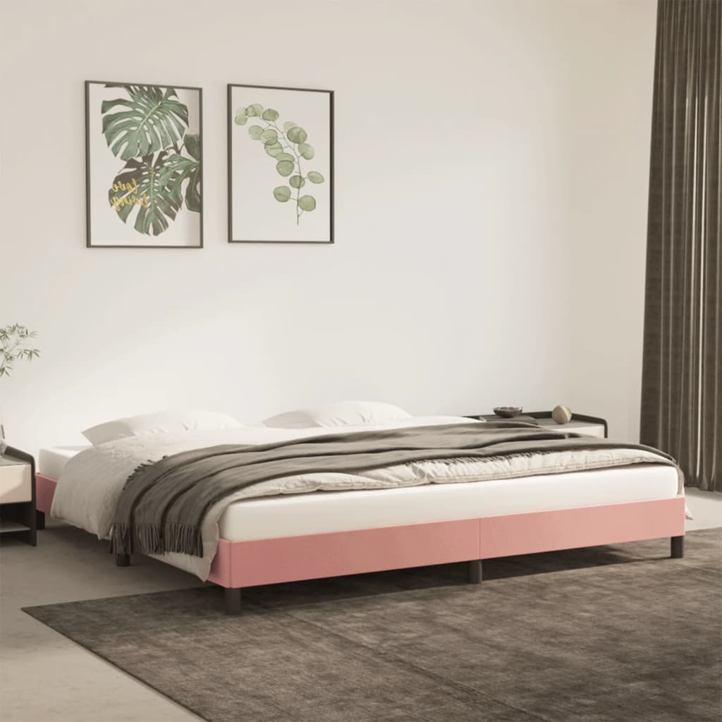 sengeramme 200x200 cm fløjl pink