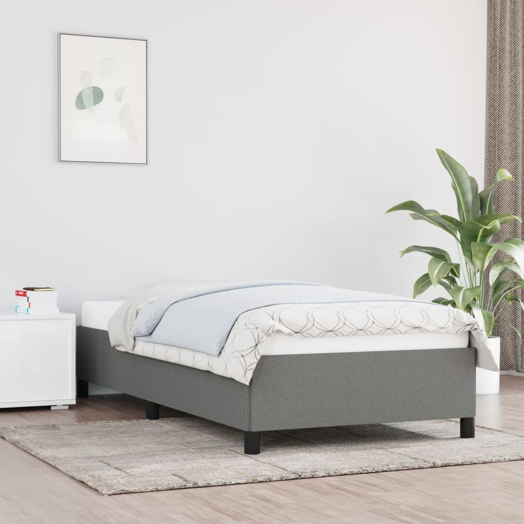 Sengeramme uden madras Mørkegrå 90x200 cm Stof