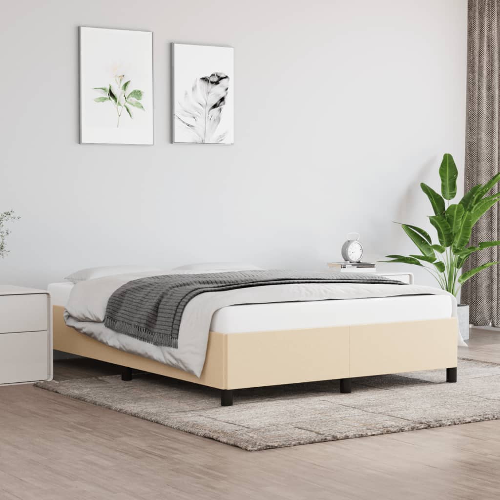 sengeramme uden madras 140x190 cm stof cremefarvet