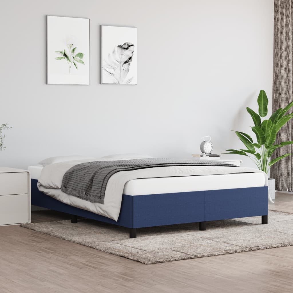 sengeramme uden madras 140x190 cm stof blå