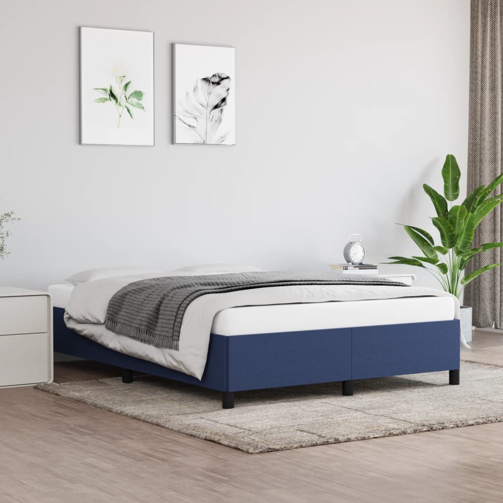 sengeramme uden madras 140x200 cm stof blå