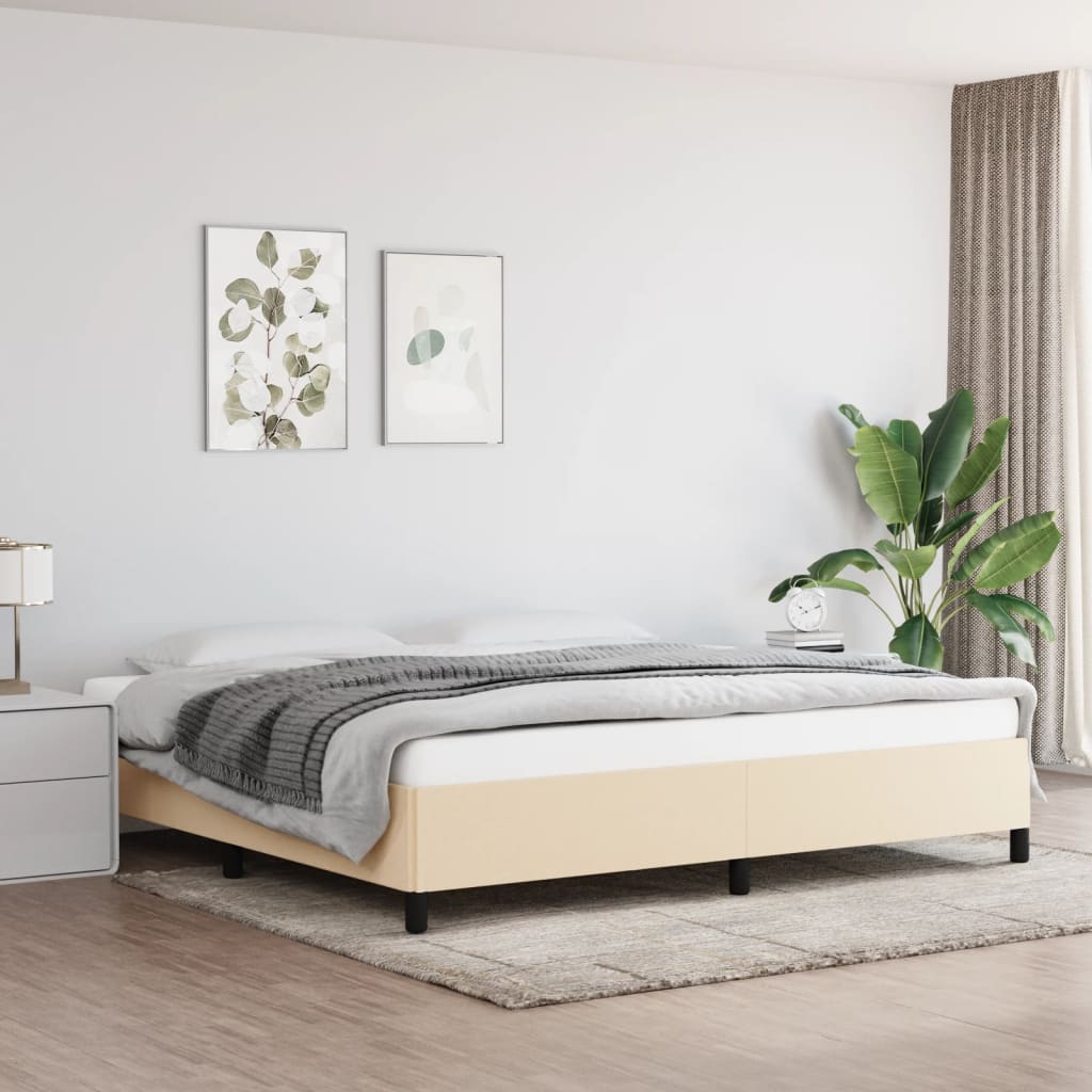 sengeramme uden madras 200x200 cm stof cremefarvet
