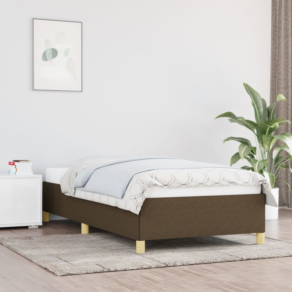 Sengeramme uden madras Mørkebrun 90x190 cm Stof