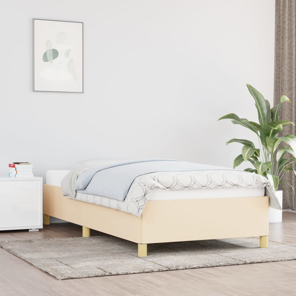 sengeramme uden madras 90x190 cm stof cremefarvet
