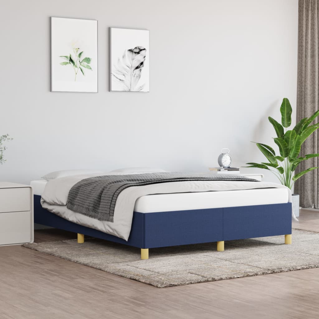 sengeramme uden madras 140x190 cm stof blå