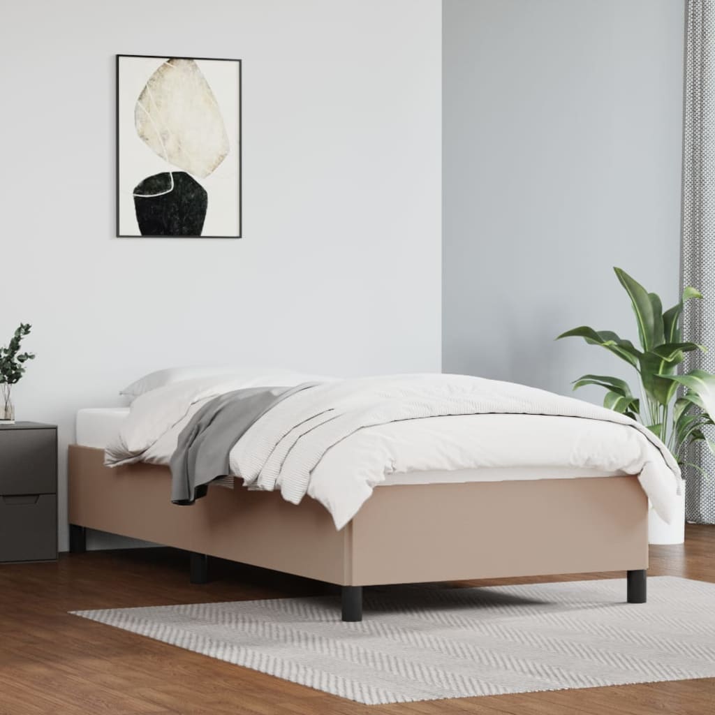 sengeramme uden madras 80x200 cm kunstlæder cappuccinofarvet