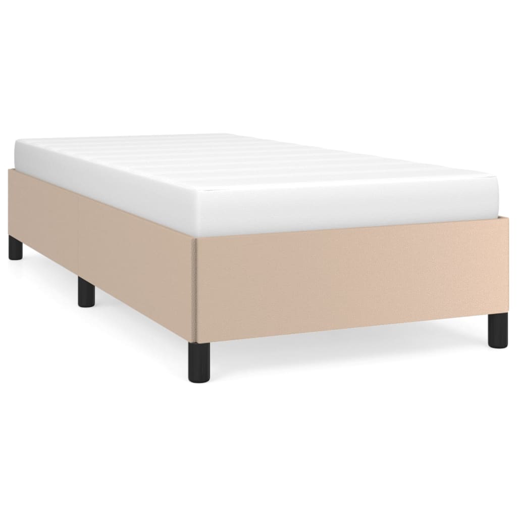 sengeramme uden madras 100x200 cm kunstlæder cappuccinofarvet