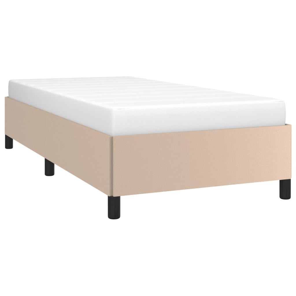 sengeramme uden madras 100x200 cm kunstlæder cappuccinofarvet