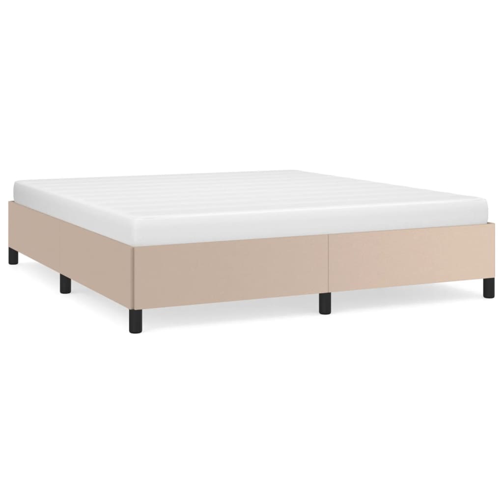 sengeramme uden madras 160x200 cm kunstlæder cappuccinofarvet