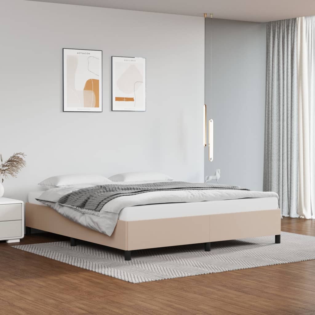 sengeramme uden madras 160x200 cm kunstlæder cappuccinofarvet