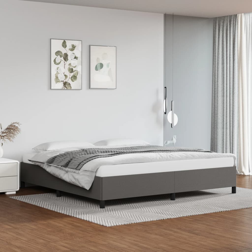 sengeramme uden madras 200x200 cm kunstlæder grå