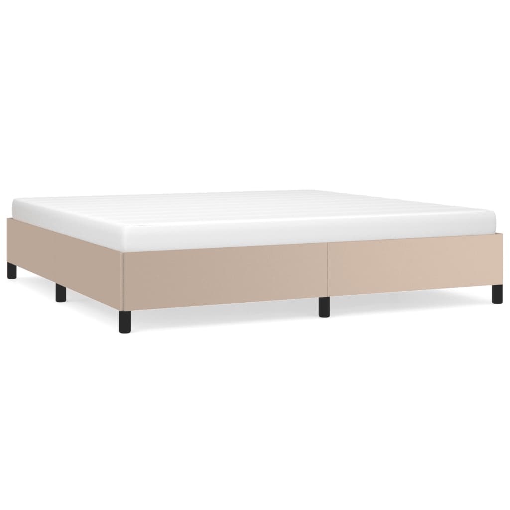 sengeramme uden madras 200x200 cm kunstlæder cappuccinofarvet
