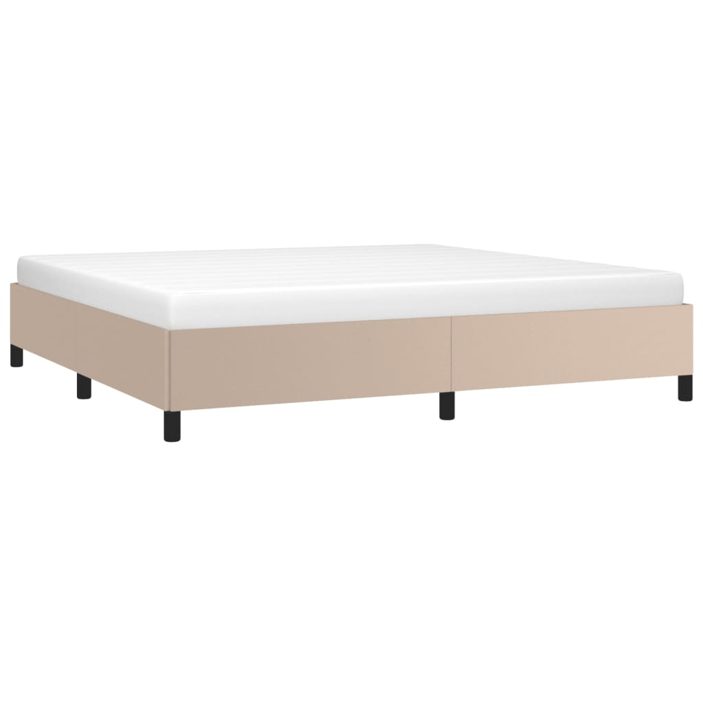 sengeramme uden madras 200x200 cm kunstlæder cappuccinofarvet