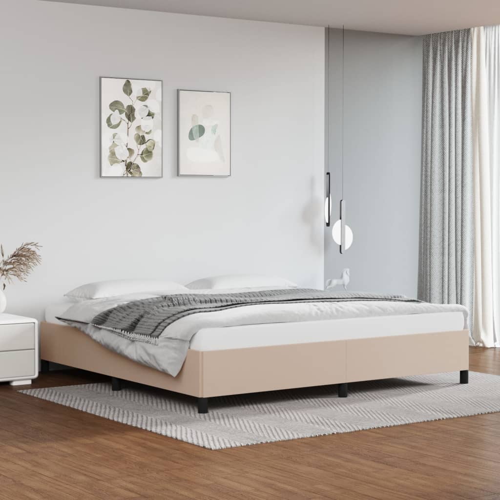 sengeramme uden madras 200x200 cm kunstlæder cappuccinofarvet