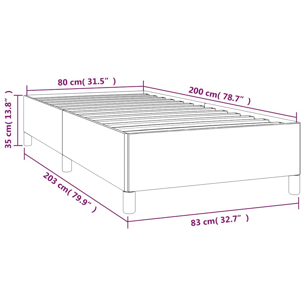 Sengeramme uden madras Mørkeblå 80x200 cm Fløjl