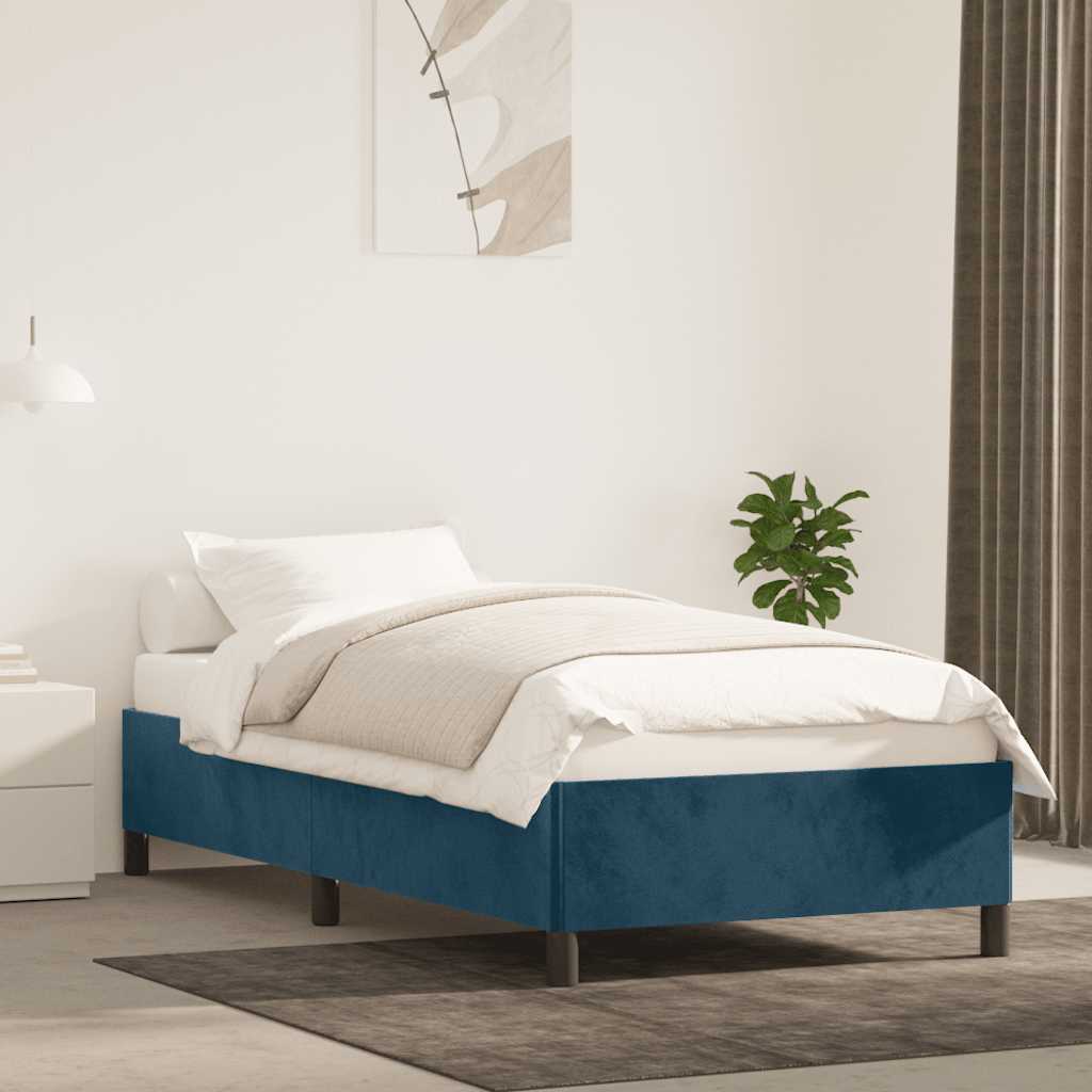 Sengeramme uden madras Mørkeblå 80x200 cm Fløjl