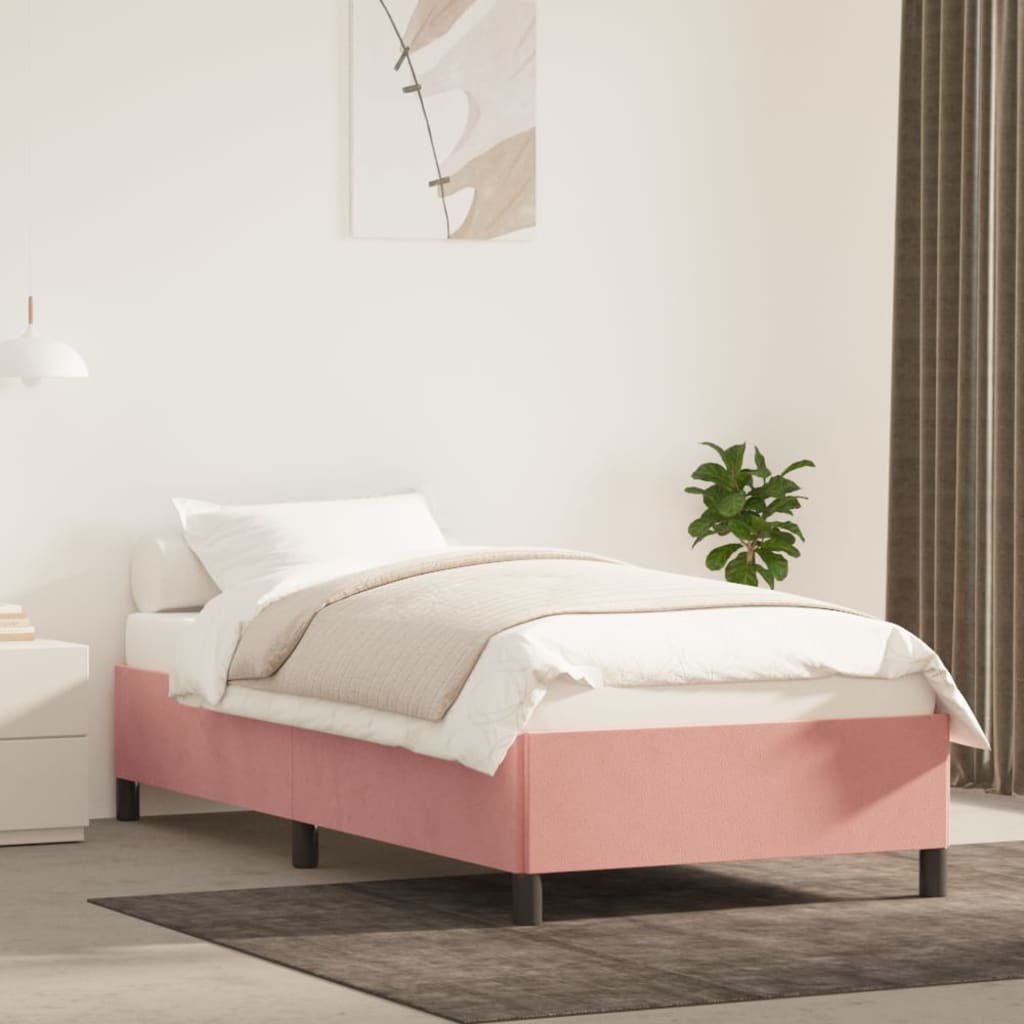 sengeramme uden madras 90x190 cm fløjl pink