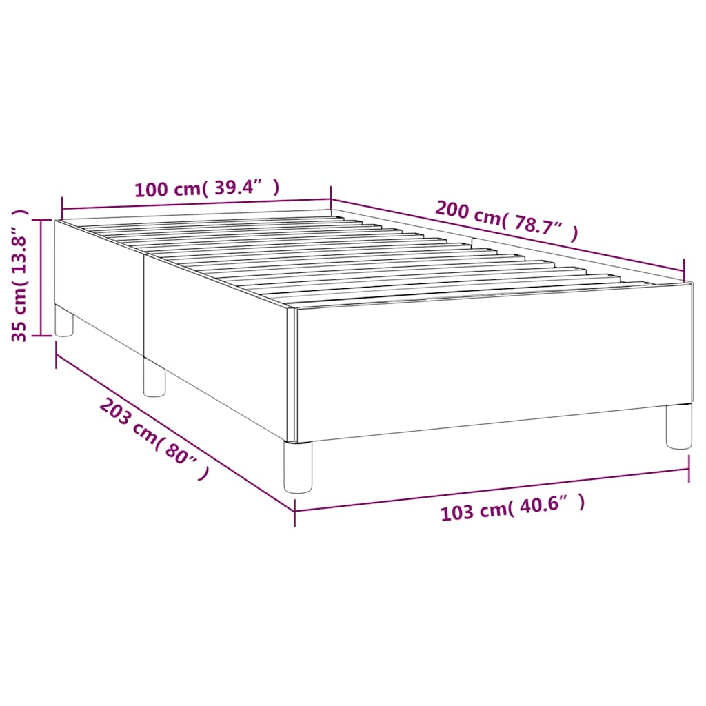 Sengeramme uden madras Mørkeblå 100x200 cm Fløjl