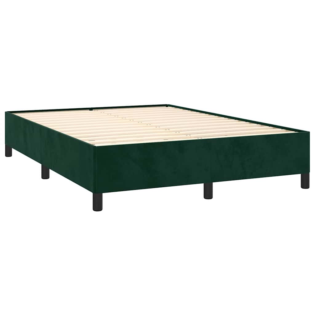 Sengeramme uden madras Mørkegrøn 140x190 cm Fløjl