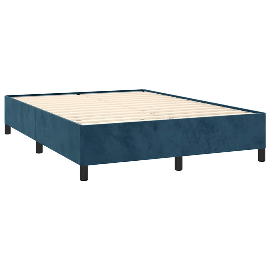 Sengeramme uden madras Mørkeblå 140x190 cm Fløjl