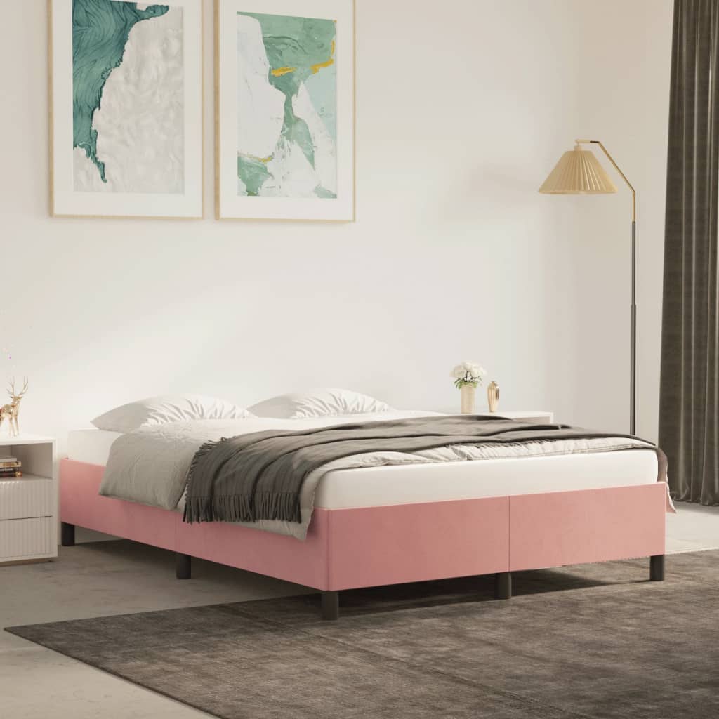 sengeramme uden madras 140x190 cm fløjl pink