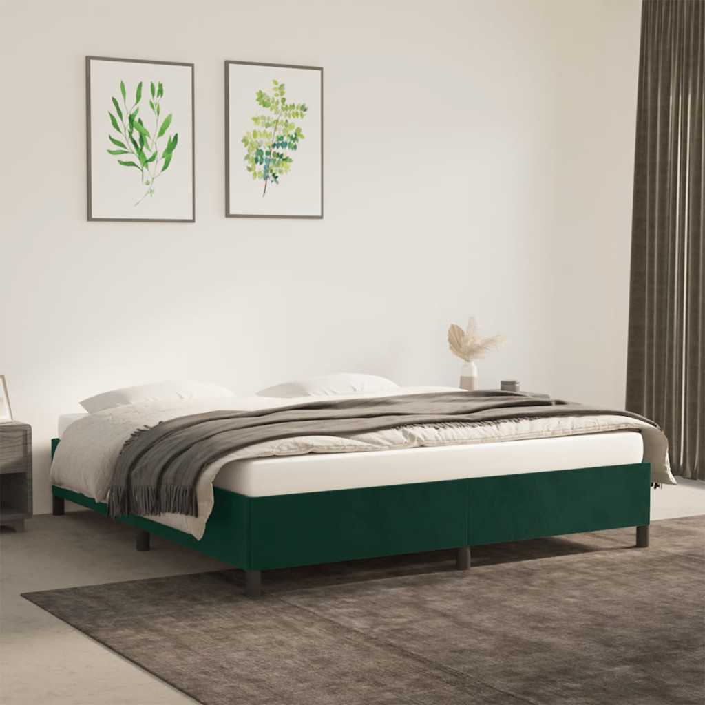 Sengeramme uden madras Mørkegrøn 180x200 cm Fløjl