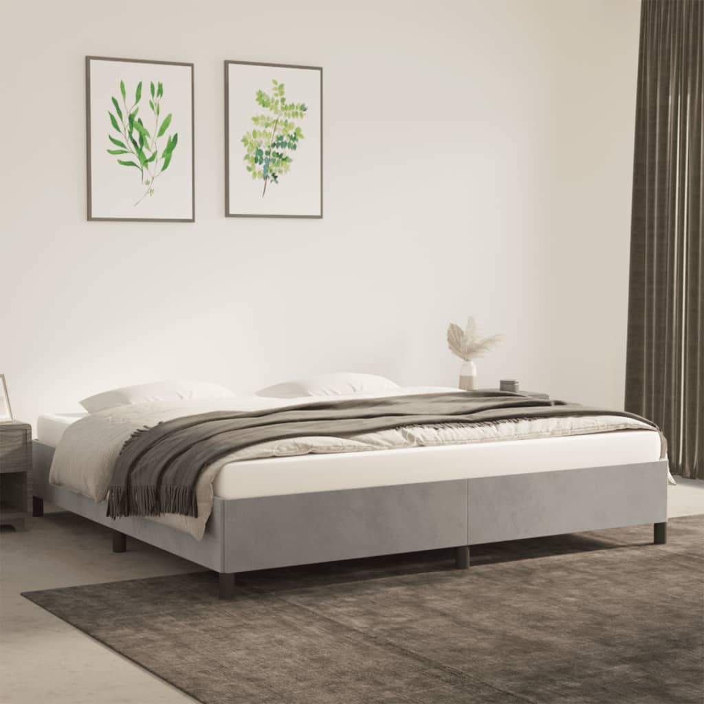Sengeramme uden madras Lysegrå 200x200 cm Fløjl