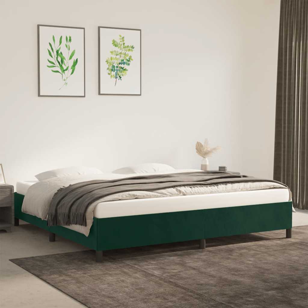 Sengeramme uden madras Mørkegrøn 200x200 cm Fløjl