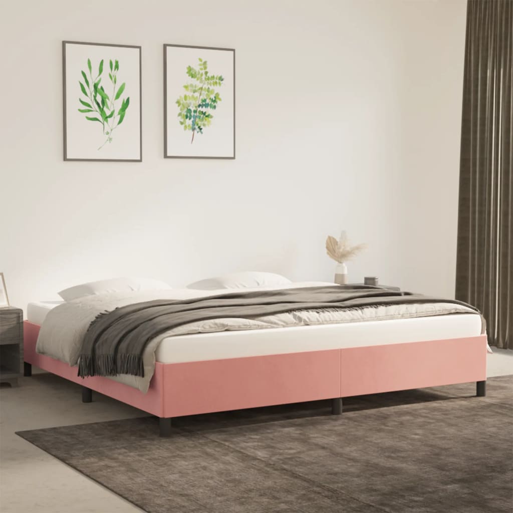 sengeramme uden madras 200x200 cm fløjl pink