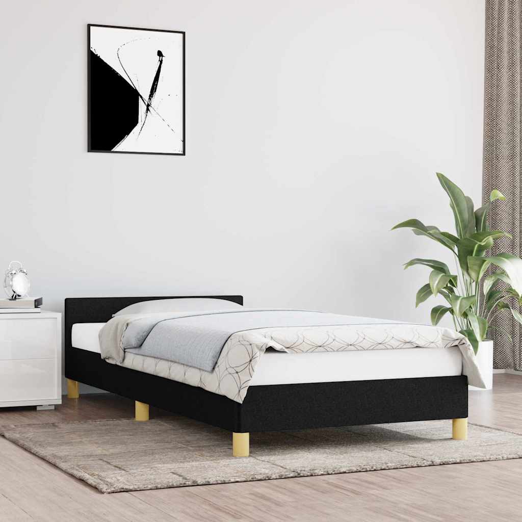 Sengeramme med hovedgærde uden madras Sort 80x200 cm Stof