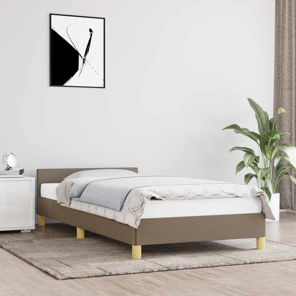 Sengeramme med hovedgærde uden madras Taupe 80x200 cm Stof