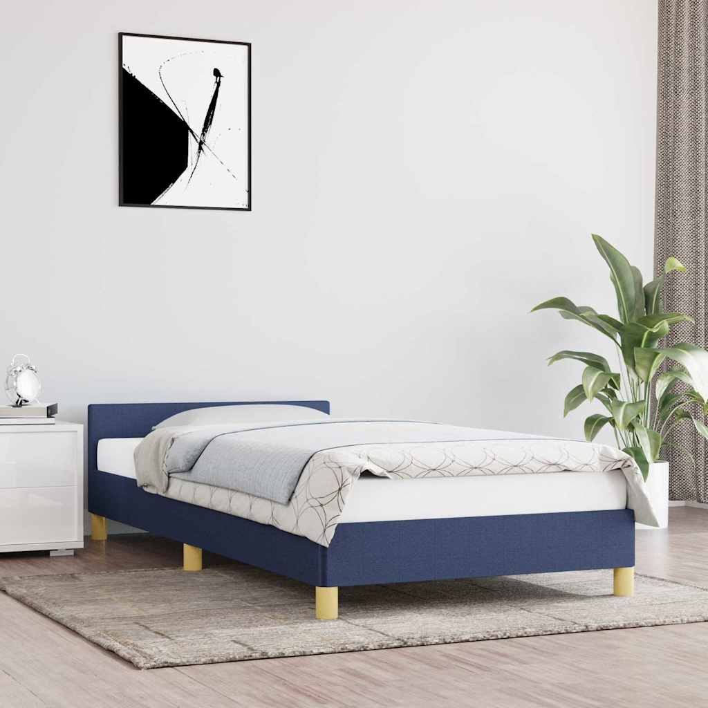 Sengeramme med hovedgærde uden madras Blå 90x190 cm Stof