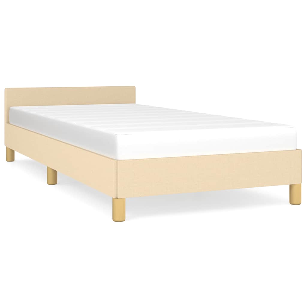 Sengeramme med hovedgærde uden madras Creme 90x200 cm Stof