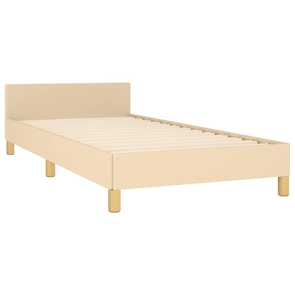 Sengeramme med hovedgærde uden madras Creme 90x200 cm Stof